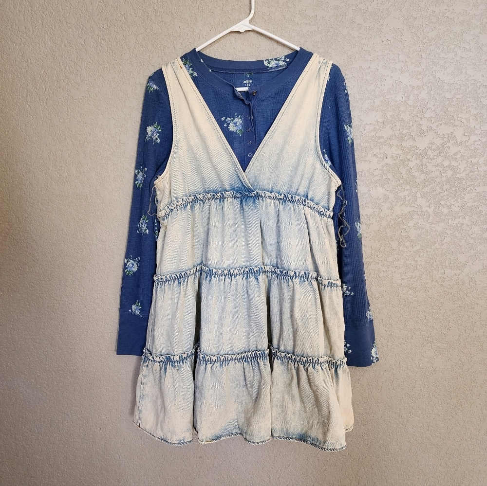 Entro Babydoll Jean Cotton Dress Size Large NEW